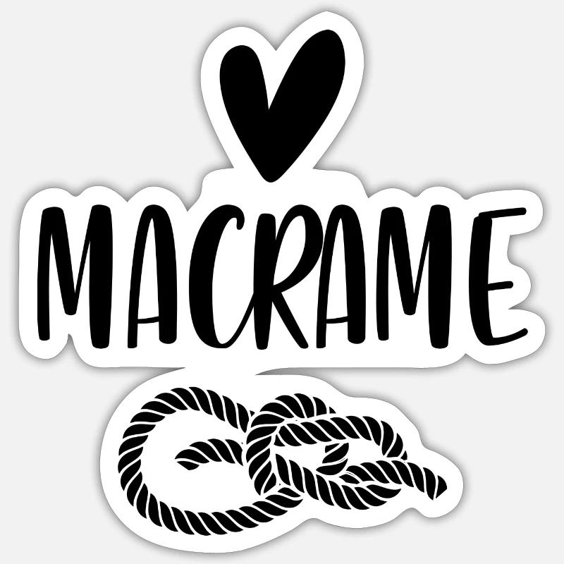 Makramee Kunst Boho Look Geschenk macrame Kreativ Sticker Größe S (10 x 10 cm)