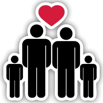 Small family Icon - Sticker size S (10 x 10 cm) - white matte - Front