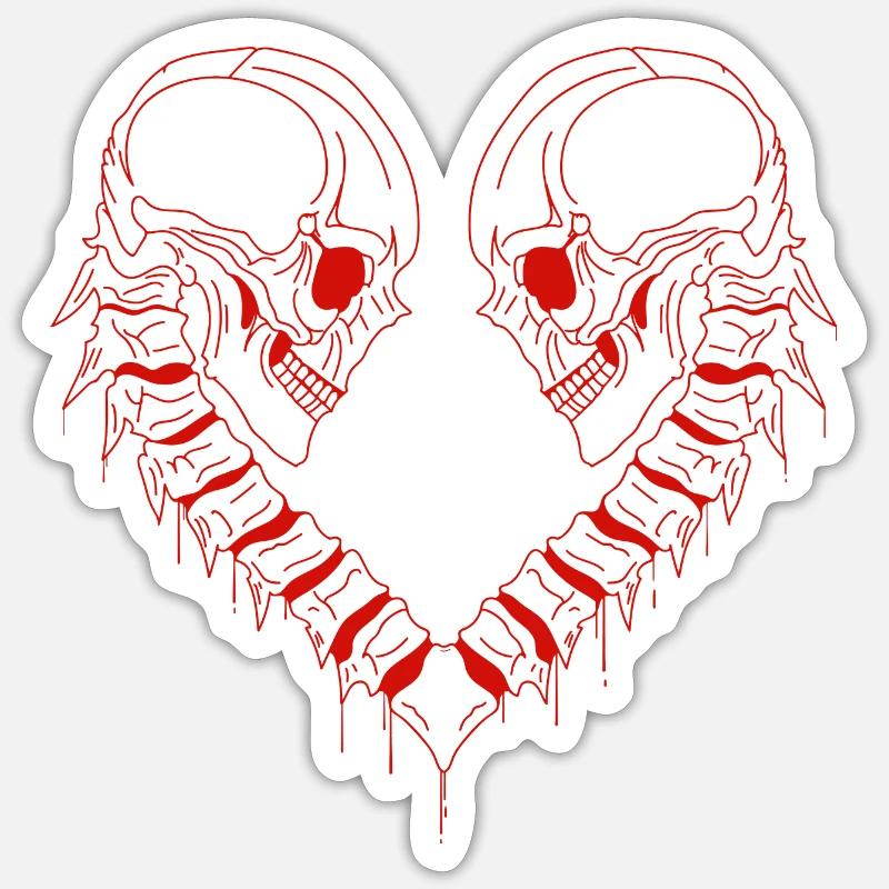 Herzschädel - Sticker Größe S (10 x 10 cm) - Mattweiß