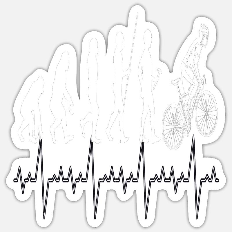 Evolution Radfahrer , cooles Fahrrad Design - Sticker Größe S (10 x 10 cm) - Mattweiß