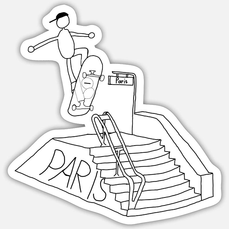 Skater - Sticker Größe S (10 x 10 cm) - Mattweiß
