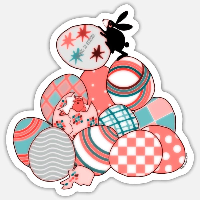 Le lapin de Pâques - Sticker taille S (10 x 10 cm) - blanc mat
