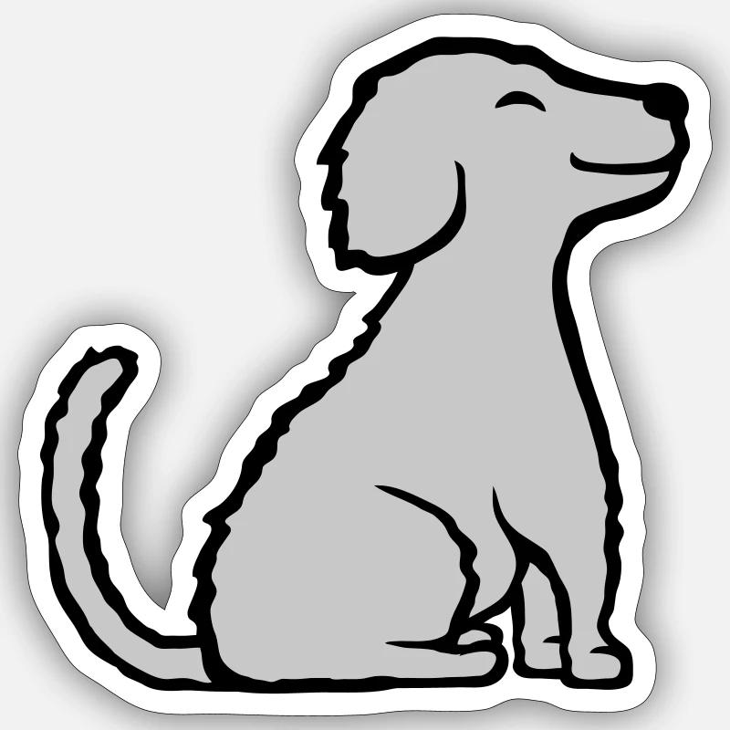 Glücklicher sitzender braver Hund - Sticker Größe S (10 x 10 cm) - Mattweiß