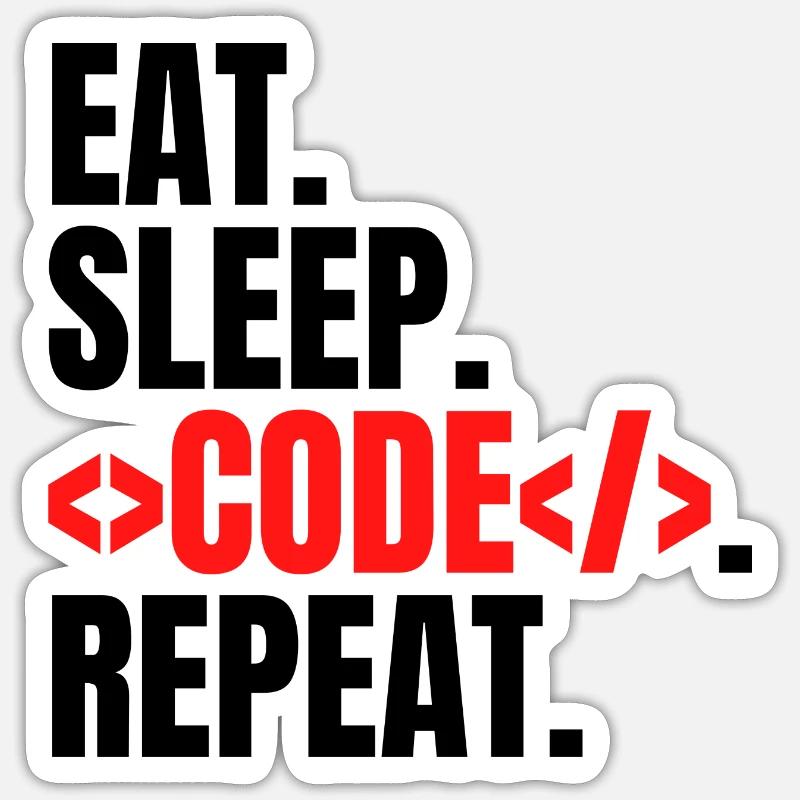 eat sleep code repeat - Sticker Größe S (10 x 10 cm) - Mattweiß
