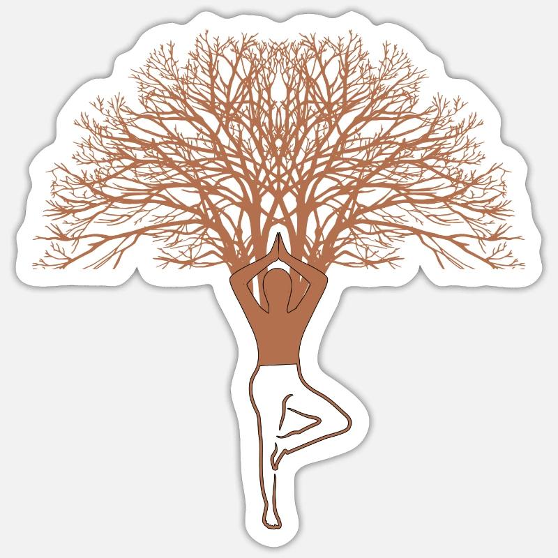 Conception d’arbre de yoga - Sticker taille S (10 x 10 cm) - blanc mat