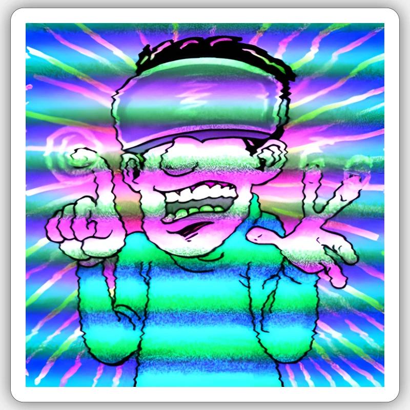 Glitch Junge - Sticker Größe S (10 x 10 cm) - Mattweiß