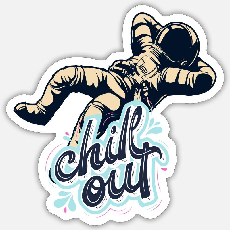 Chilling astronaut - Sticker Größe S (10 x 10 cm) - Mattweiß