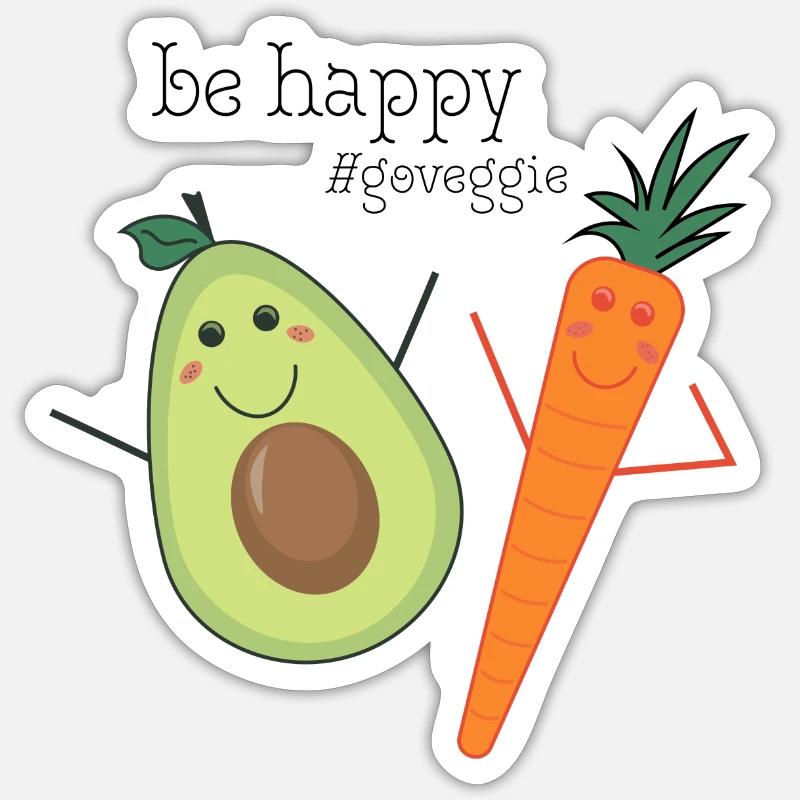 Dancing Veggies - Sticker Größe S (10 x 10 cm) - Mattweiß