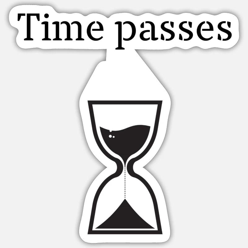 Time passes - Sticker taille S (10 x 10 cm) - blanc mat
