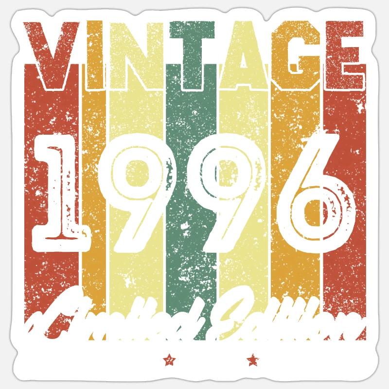 Geburtstagsgeschenk Vintage 1996 Limited Edition - Sticker Größe S (10 x 10 cm) - Mattweiß
