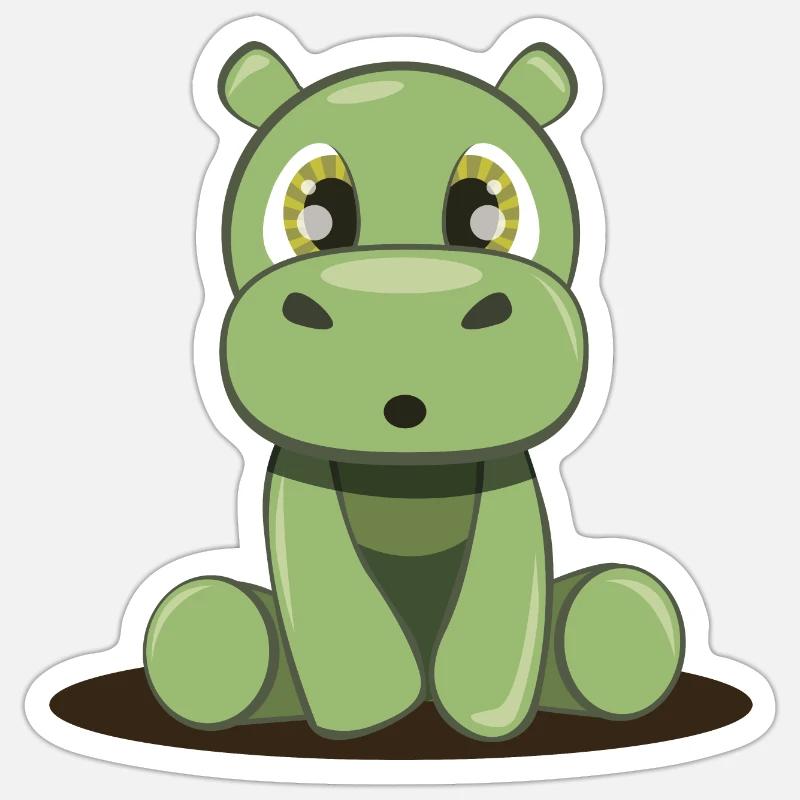 Hippo mignon Sticker taille S (10 x 10 cm)