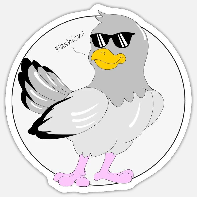 Modetaube - Sticker Größe S (10 x 10 cm) - Mattweiß