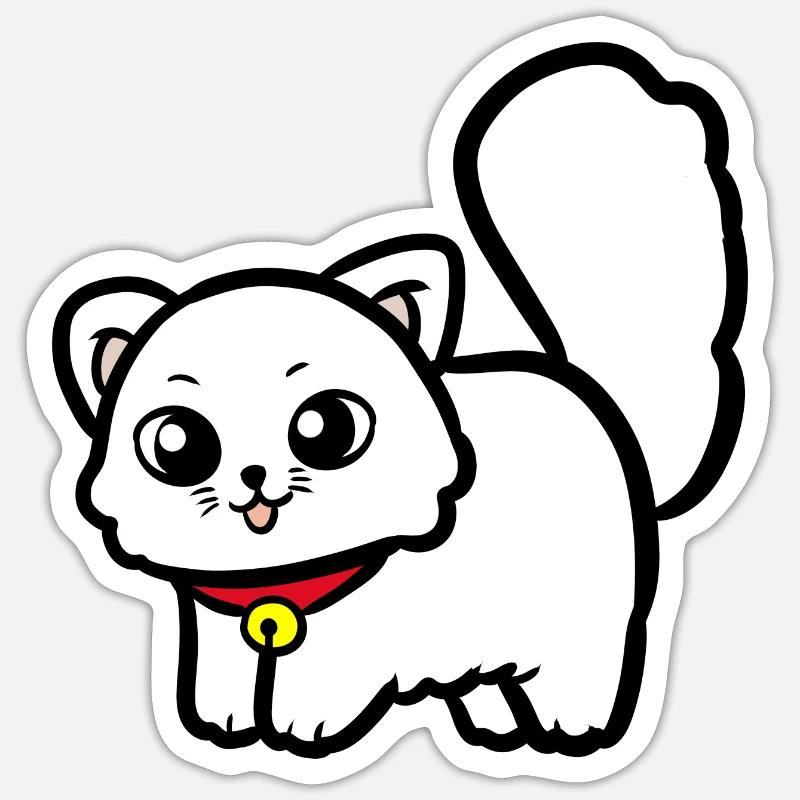 Chaton - Sticker taille S (10 x 10 cm) - blanc mat