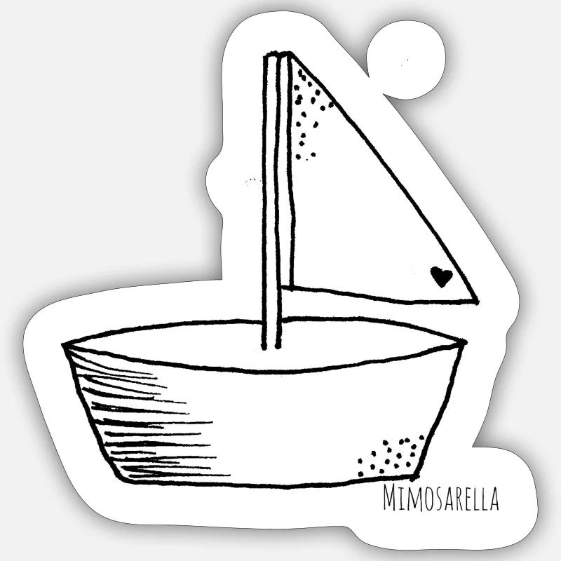 Mimosarella - Schiffchen Sticker Größe S (10 x 10 cm)