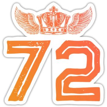 72 Number crown - Sticker size S (10 x 10 cm) - white matte - Front