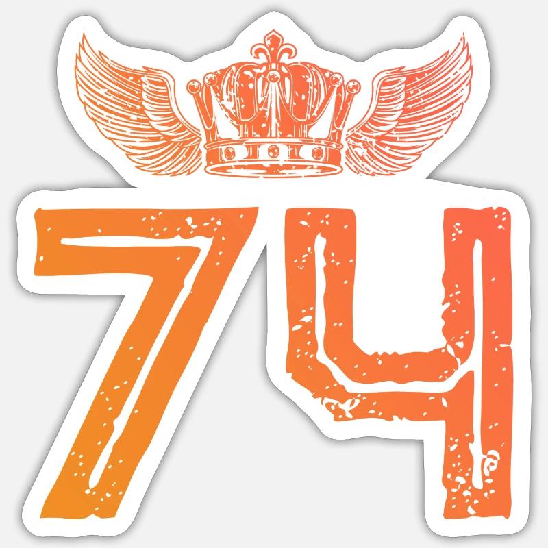 74 Zahl Krone - Sticker Größe S (10 x 10 cm) - Mattweiß
