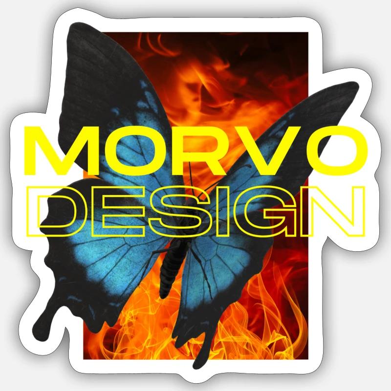 Morvo Design - Fire Morpho - Sticker Größe S (10 x 10 cm) - Mattweiß