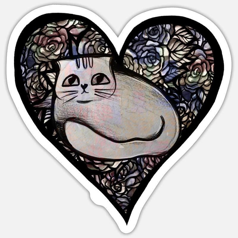 White Kitty Cat Sticker size S (10 x 10 cm)