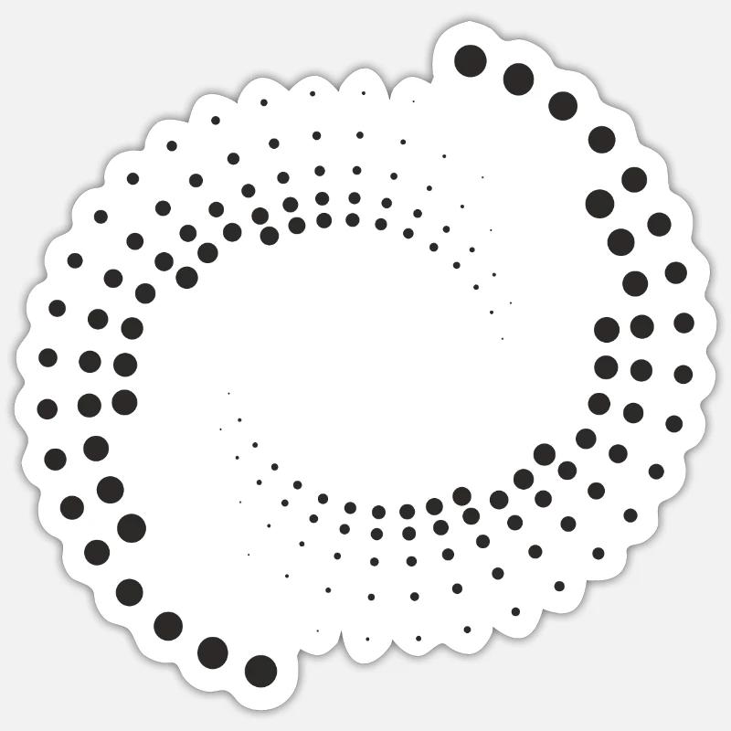 Spiral with black circles - Sticker size S (10 x 10 cm) - white matte