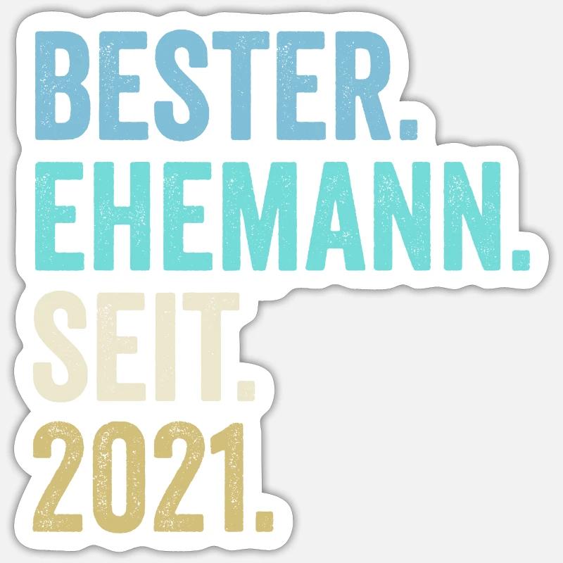bester ehemann seit 2021 - Sticker Größe S (10 x 10 cm) - Mattweiß