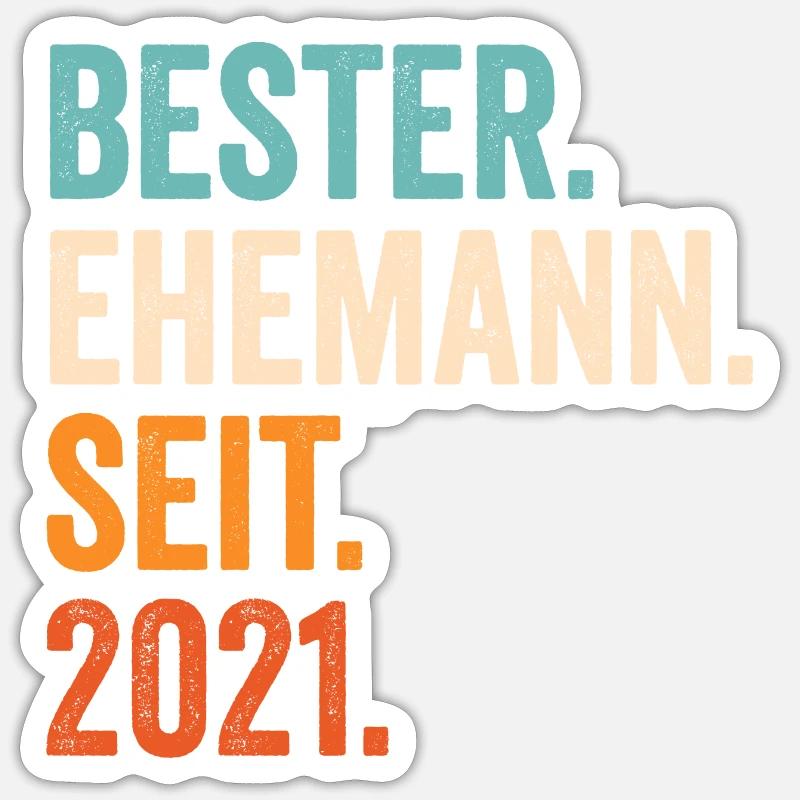 bester ehemann seit 2021 - Sticker Größe S (10 x 10 cm) - Mattweiß