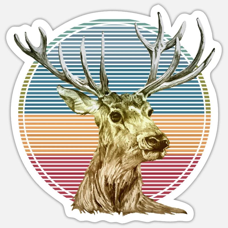 Cerf - Sticker taille S (10 x 10 cm) - blanc mat