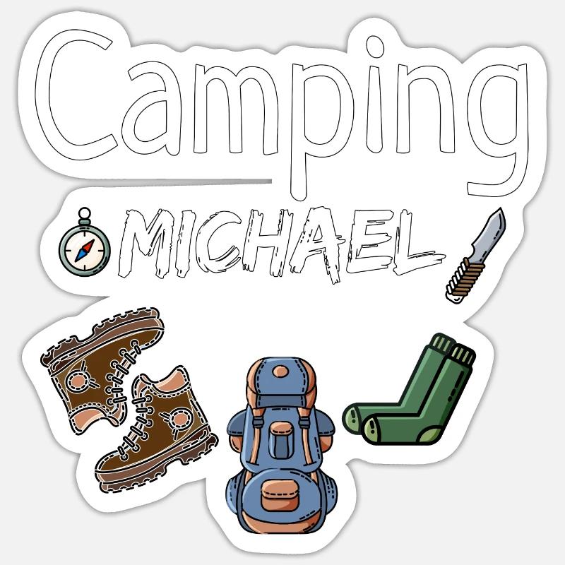 Camping Michael Camper Geschenk - Sticker Größe S (10 x 10 cm) - Mattweiß