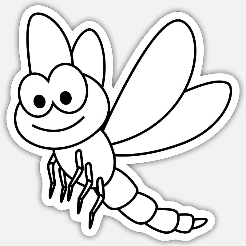 Libellule dragon fly - Sticker taille S (10 x 10 cm) - blanc mat
