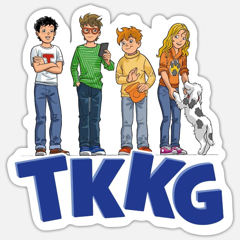 TKKG Junior Logo Mit Der Bande - Sticker Größe S (10 x 10 cm) - Mattweiß