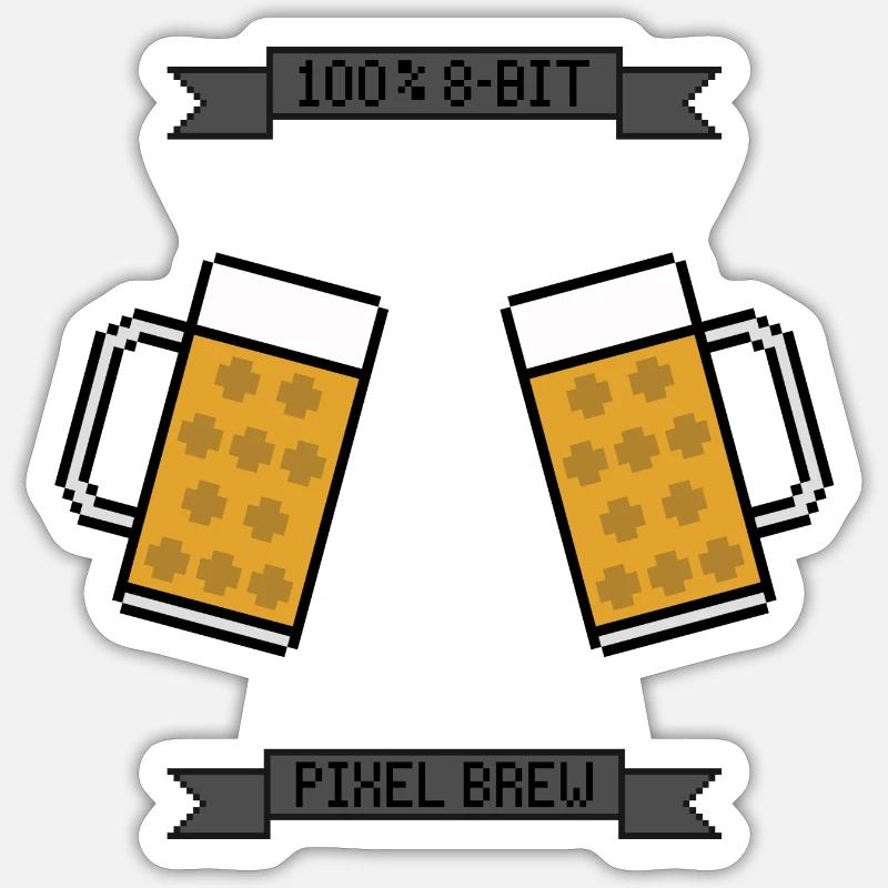8-Bit Pixel Beer Mug - Sticker size S (10 x 10 cm) - white matte