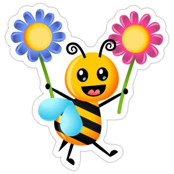 Cartoon Bumble Bee - Sticker size S (10 x 10 cm) - white matte - Front