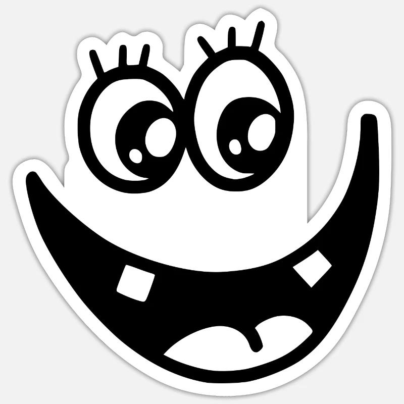 Silly Happy Face Doodle - Sticker size S (10 x 10 cm) - white matte