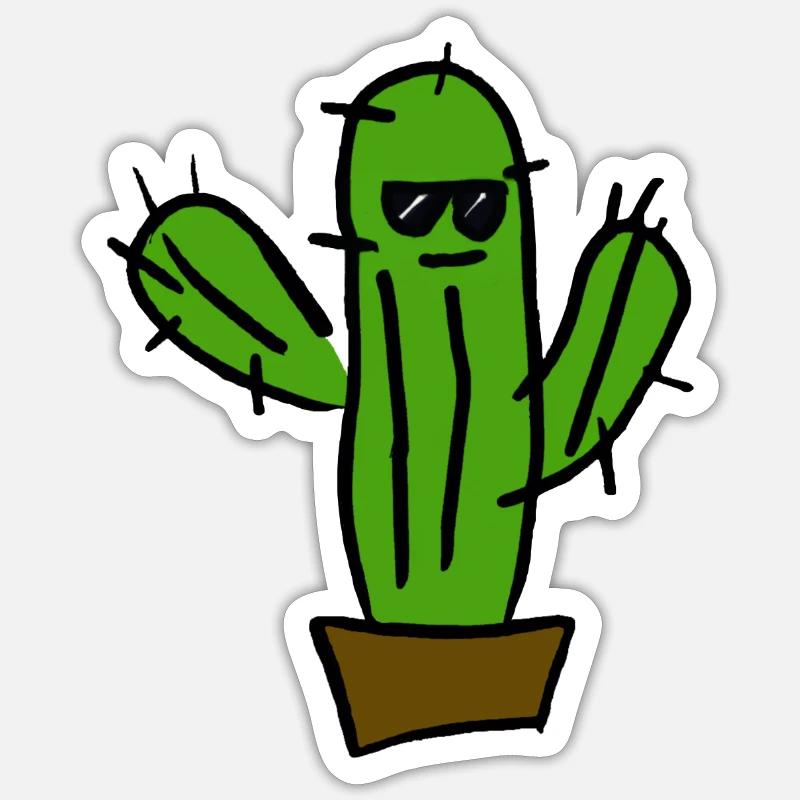 Cactus cool - Sticker taille S (10 x 10 cm) - blanc mat