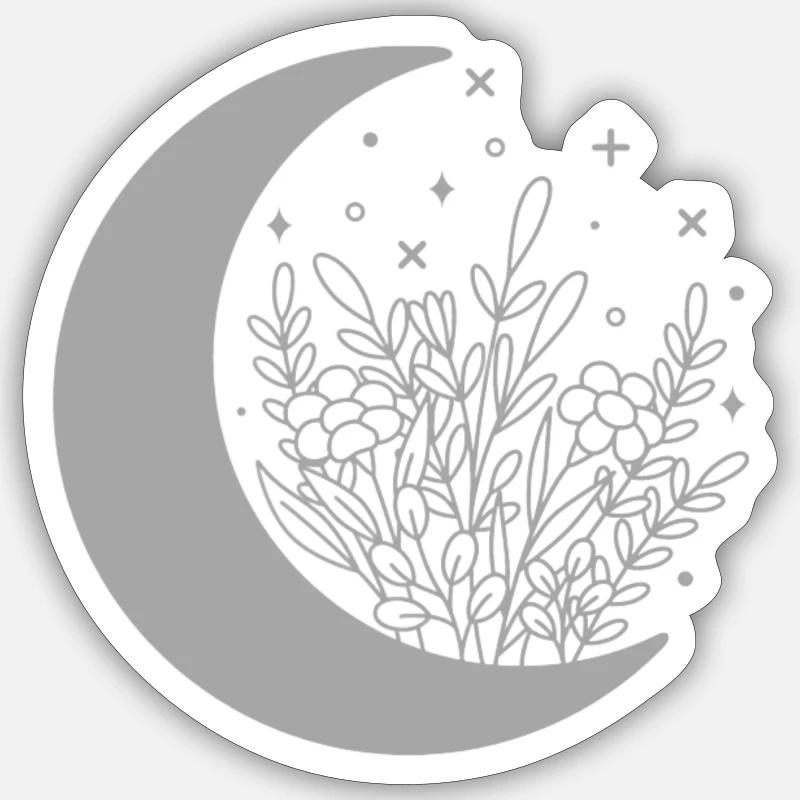 Fleur de Lune - Sticker taille S (10 x 10 cm) - blanc mat