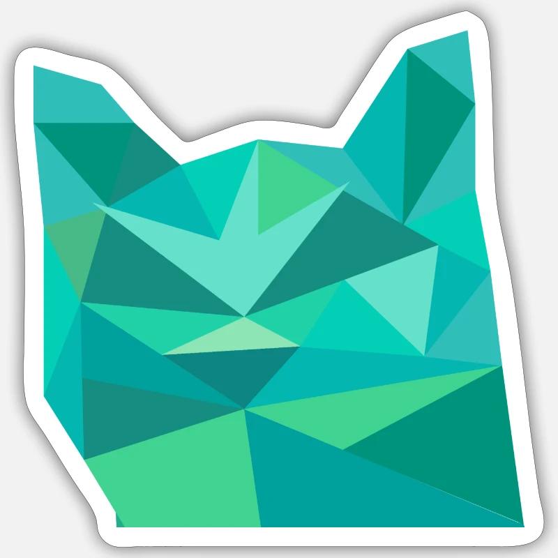 Tete de Chat Bleu - Sticker taille S (10 x 10 cm) - blanc mat