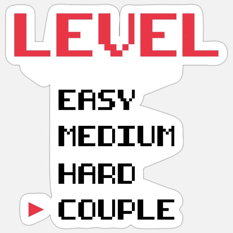 Level easy medium hard couple - Sticker taille S (10 x 10 cm) - blanc mat