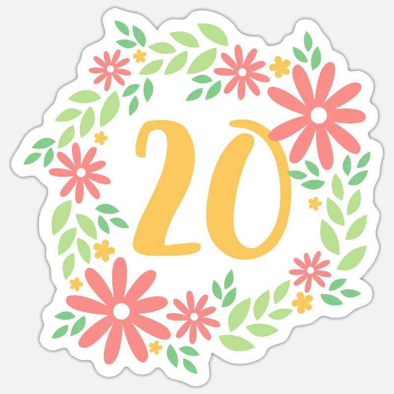 Cadeau de 20e anniversaire - Sticker taille S (10 x 10 cm) - blanc mat