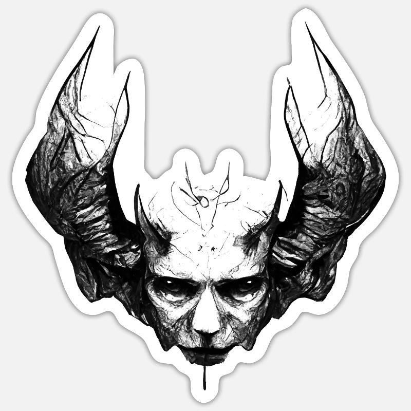 Horned Devil Head Sticker size S (10 x 10 cm)