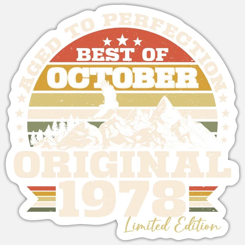 Octobre 1978 Cadeau d’anniversaire de naissance - Sticker taille S (10 x 10 cm) - blanc mat