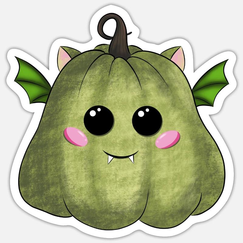 Vert citrouille d’Halloween - Sticker taille S (10 x 10 cm) - blanc mat