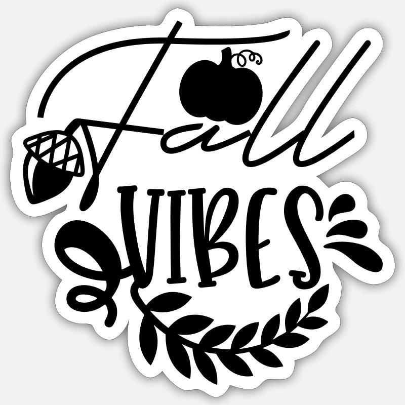 vibrations automnales - Sticker taille S (10 x 10 cm) - blanc mat