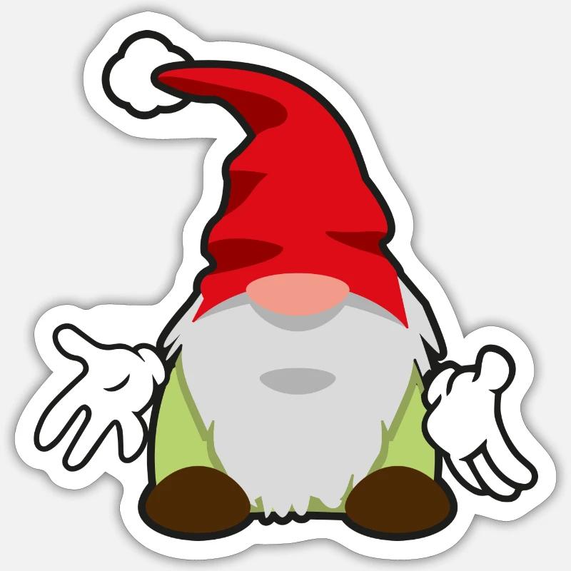 premier gnome de Noël - Sticker taille S (10 x 10 cm) - blanc mat