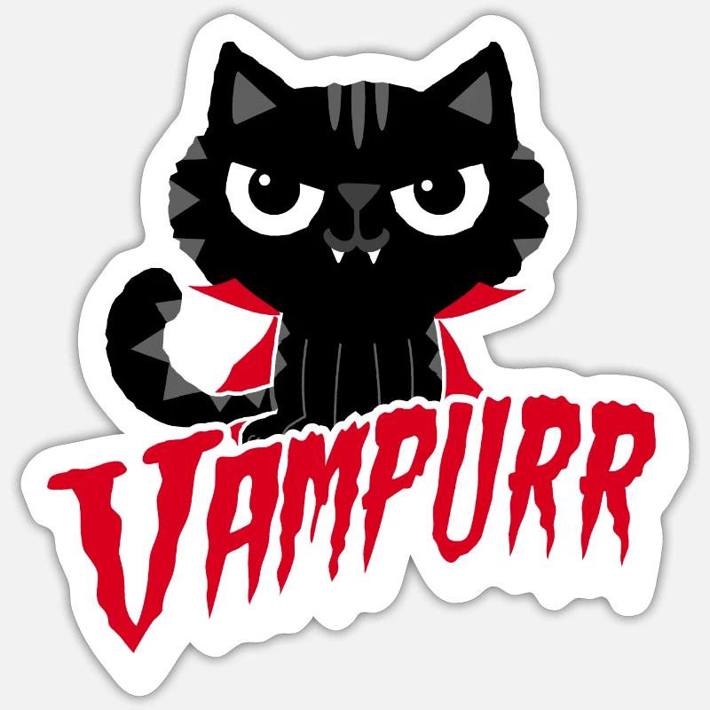 Vampire Halloween Chat Vampire Enfants Dracula Sticker taille S (10 x 10 cm)