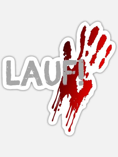 lauf renn blut halloween spruch geschenk idee - Sticker Größe S (10 x 10 cm) - Mattweiß