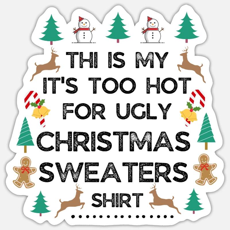 Weihnachtspullover - Sticker Größe S (10 x 10 cm) - Mattweiß