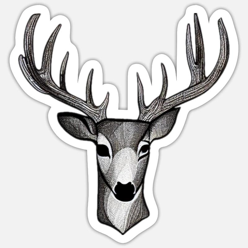 Hirschkopf im Herbst Hirsch Geweih Bock Reh Kitz Sticker Größe S (10 x 10 cm)