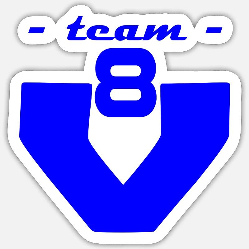 team v8 - Sticker taille S (10 x 10 cm) - blanc mat