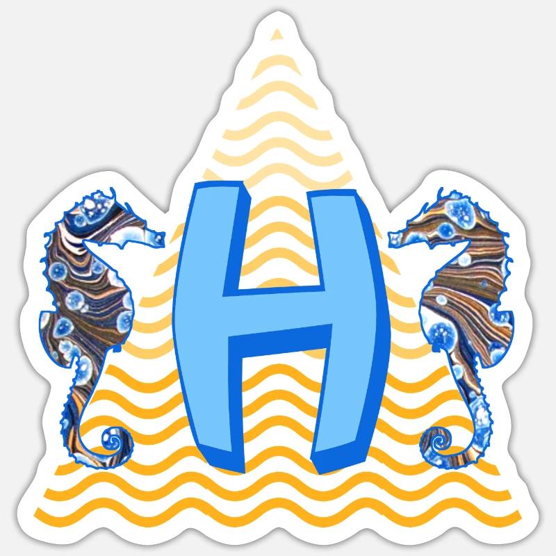 seepferdchen e 262 h - Sticker Größe S (10 x 10 cm) - Mattweiß