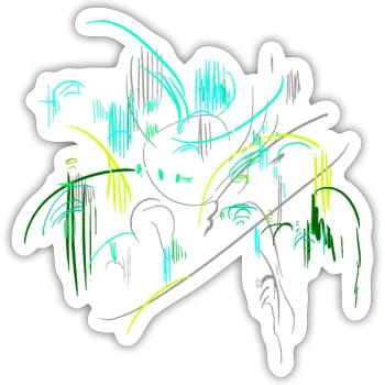Paysage abstrait - Sticker taille S (10 x 10 cm) - blanc mat - Devant