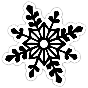 Schwarze Schneeflocke - Sticker Größe S (10 x 10 cm) - Mattweiß - Vorne